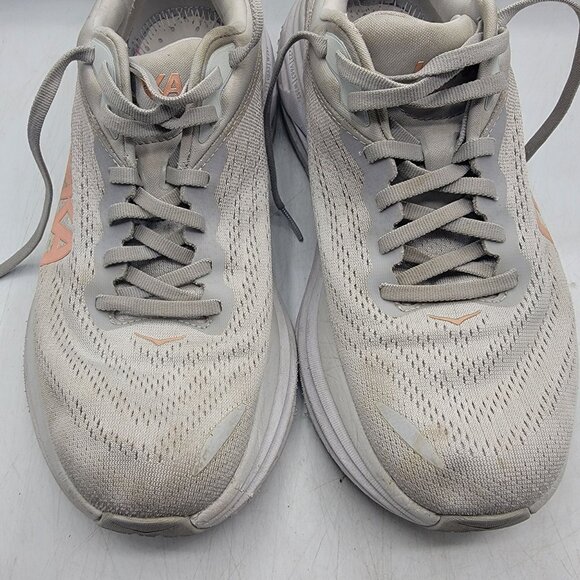 Hoka One One Bondi 8 Womens 10B White Harbor Mist Lunar Rock Running Shoes - Picture 9 of 15